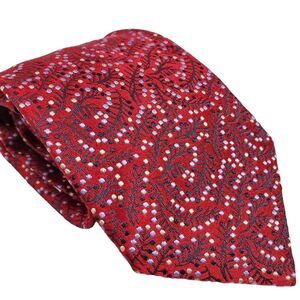 CACHAREL‎ MENS Silk tie RED GEOMETRIC Dots NECKTIE HANDMADE IN ITALY